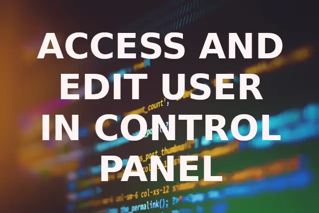 access and edit user in hosting control panel